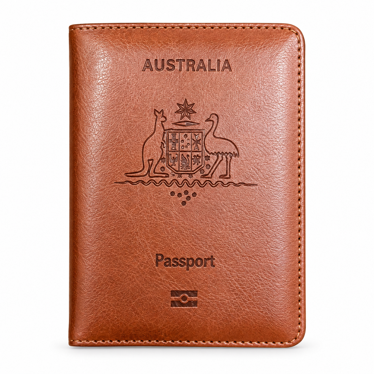 TravelSmart RFID passport wallet in brown, front view
